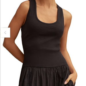 NWOT, By Anthropogie Black Sleeveless Top Drop-waist  Maxi Dress sz L